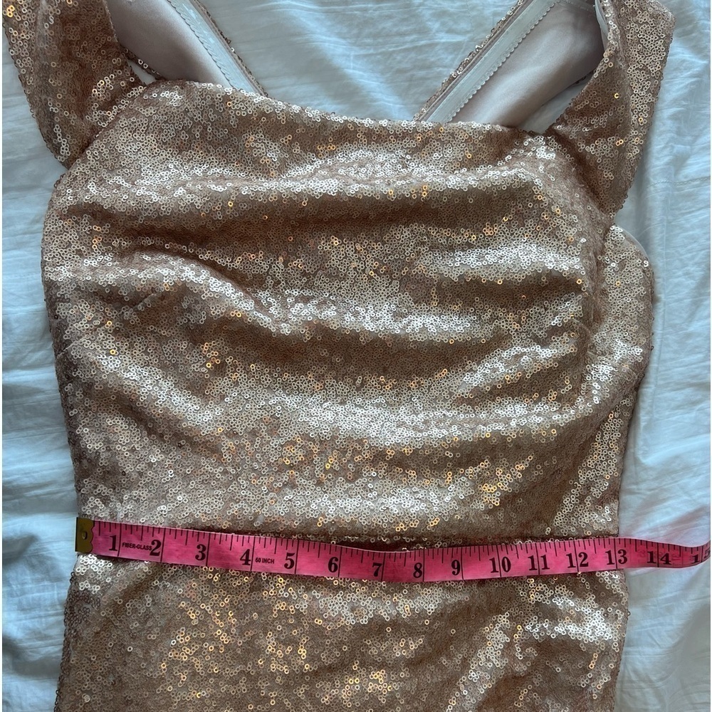 DESSY COLLECTION ELLE SEQUIN DRESS IN ROSE GOLD Size 10 NWT - Picture 12 of 16